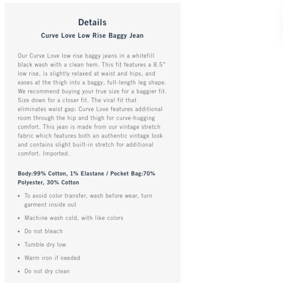 NWT A&F Curve Love Low Rise Baggy Jean - Picture 4 of 9